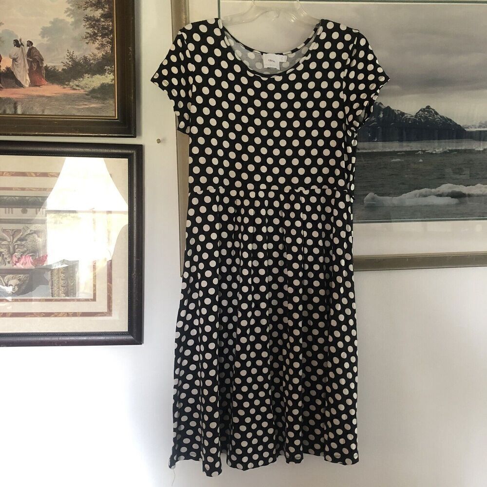 Asos Maternity Black White Polka Dot Dress Sz 8 a208